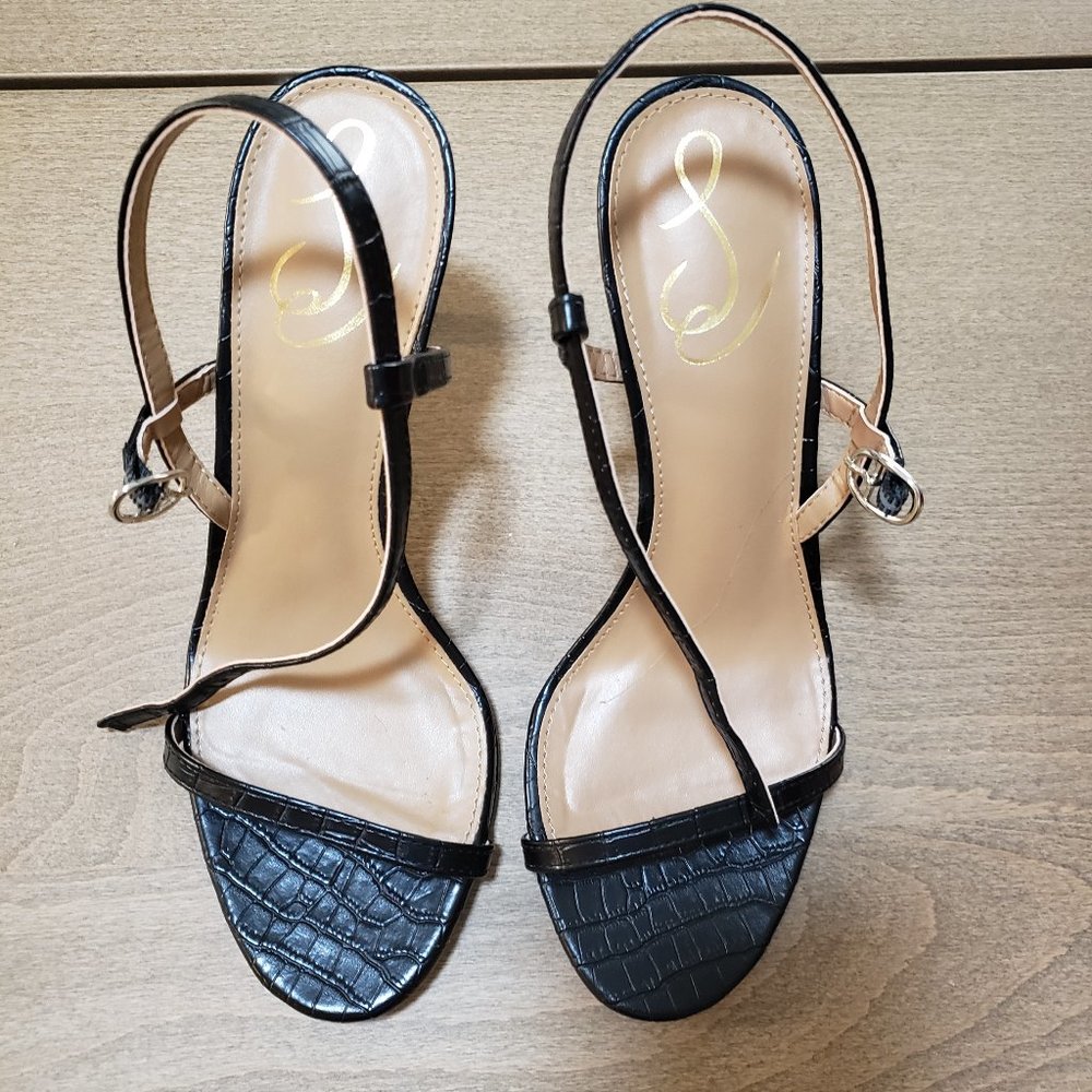 Sam Edelman Doran black croc heeled black sandals